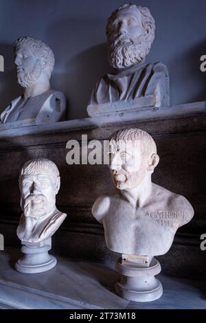 Römische Büsten, Philosophen-Saal, Palazzo Nuovo, Kapitolinische Museen, Rom, Latium, Italien Stockfoto
