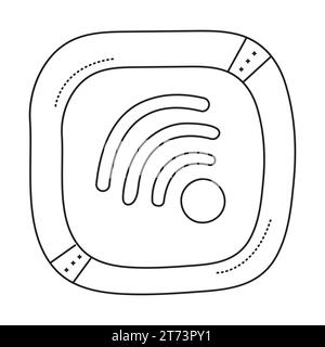 Wi-fi-Schild, Symbol mit schwarzer Linie für kabellose Wiedergabe, monochromes Internetsymbol Stock Vektor