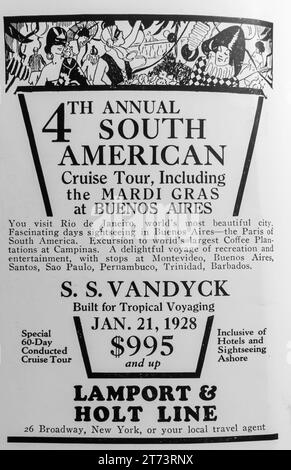 1927 Lamport & Holt Line Reise nach südamerika Werbespot Stockfoto