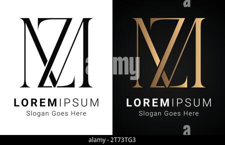 Luxuriöses Initial MZ- oder ZM-Monogramm-Logo-Design Stock Vektor