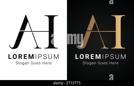 Luxuriöses Initial AH- oder HA-Monogramm-Logo-Design mit Textbuchstaben Stock Vektor