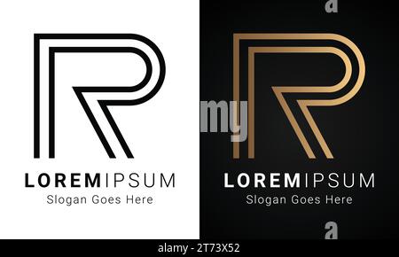 Luxuriöses Initial R-Monogramm-Logo-Design mit Textbuchstaben Stock Vektor