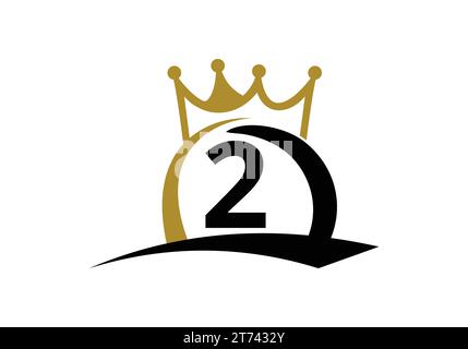 Letter 2 King Crown Logo Design Vektorvorlage. Stock Vektor