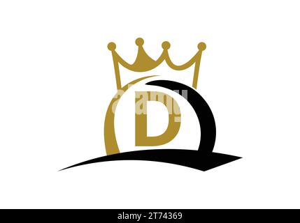 Letter D King Crown Logo Design Vektorvorlage. Stock Vektor