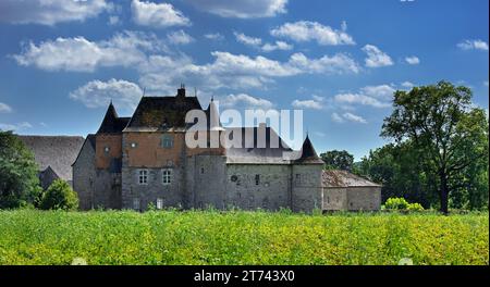 Château du Fosteau, Schloss aus dem 14. Jahrhundert in Leers-et-Fosteau bei Thuin, Provinz Hennegau, belgische Ardennen, Wallonien, Belgien Stockfoto