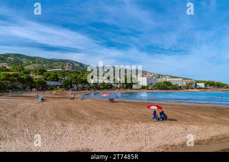 Alcossebre Platja de les Fonts Strand Las Fuentes Bucht Costa del Azahar Spanien Stockfoto