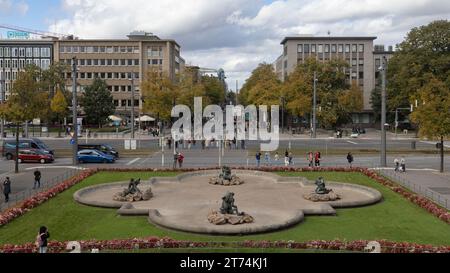 Öffentlicher Park Rosengarten in Mannheim an einem Wintertag Stockfoto