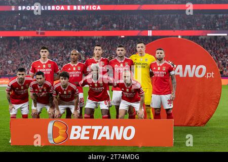 November 2023. Lissabon, Portugal. Benfica Starterteam für das Spiel des 11. Spieltages der Liga Portugal Betclic, SL Benfica 2 vs. 1 Sporting CP Credit: Alexandre de Sousa/Alamy Live News Stockfoto