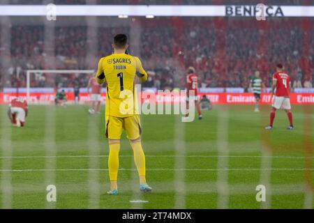 November 2023. Lissabon, Portugal. Benficas Torhüter aus der Ukraine Anatoliy Trubin (1) im Spiel des 11. Spieltages der Liga Portugal Betclic, SL Benfica 2 gegen 1 Sporting CP Credit: Alexandre de Sousa/Alamy Live News Stockfoto