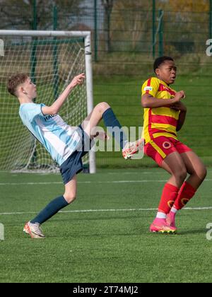 Glasgow, Schottland, Großbritannien, 28. Oktober 2023: Rossvale Athletic 2010 gegen Gartcairn im Halbfinale des League Cup in Huntershill. Stockfoto