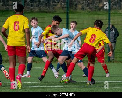 Glasgow, Schottland, Großbritannien, 28. Oktober 2023: Rossvale Athletic 2010 gegen Gartcairn im Halbfinale des League Cup in Huntershill. Stockfoto