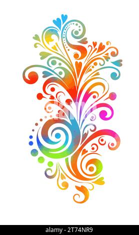 Kreative abstrakte Handzeichnung. Nicht AI, Objekt Vintage farbige Wirbel. Vektorabbildung Stock Vektor