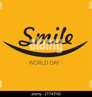 Smile World Day Banner auf gelbem Hintergrund mit Kopierraum Stock Vektor