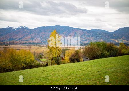 Murnau Am Staffelsee, Deutschland. November 2023. Herbstliches Regenwetter am 13.11.2023 im oberbayerischen Murnau im Alpenvorland. -- Regenwetter am 13. November 2023 im südbayerischen Murnau, Deutschland im Alpenvorland. (Foto: Alexander Pohl/SIPA USA) Credit: SIPA USA/Alamy Live News Stockfoto