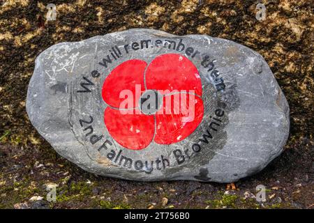 Falmouth erinnert sich an den Tag der Gefallenen am Gedenktag 2023 mit einer Parade von Militärkräften und einer Kranzniederlegung im Kimberly Park. Stockfoto