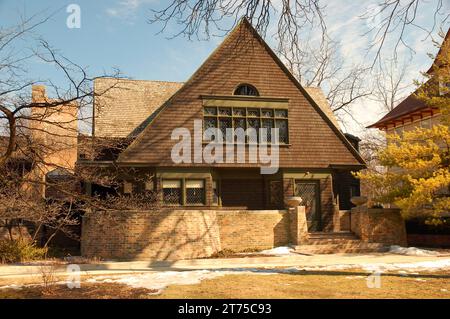 Frank Lloyd Wrights Haus in Oak Park, Illinois Stockfoto