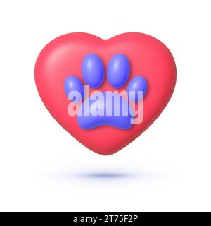 PET Love im 3D-Stil auf weißem Hintergrund. Vektorabbildung Stock Vektor
