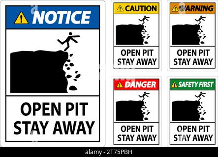 Gefahrenschild Offene Grube, Bleiben Sie Fern Stock Vektor