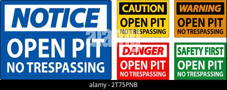 Gefahrenschild Offene Grube - Kein Betreten Stock Vektor