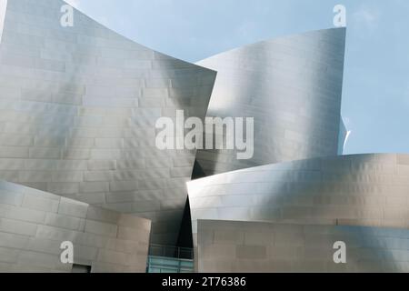 Walt Disney Concert Hall im Zentrum von Los Angeles, Kalifornien, USA. Architektonische Details. Stockfoto