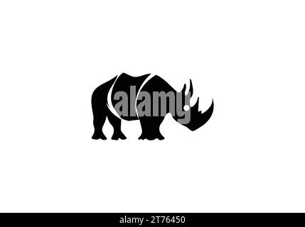 Schwarzes Rhinozeros-Symbol im minimalen Stil mit Illustration Stock Vektor
