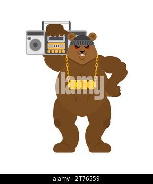 Bärengangster. Coole Bestie. TAUSCHEN SIE den Gangsta aus. Grizzly Guy Rapper Stock Vektor