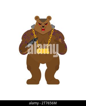 Bärengangster. Coole Bestie. TAUSCHEN SIE den Gangsta aus. Grizzly Guy Rapper Stock Vektor