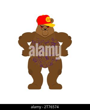 Bärengangster. Coole Bestie. TAUSCHEN SIE den Gangsta aus. Grizzly Guy Rapper Stock Vektor