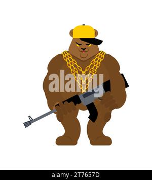 Bärengangster. Coole Bestie. TAUSCHEN SIE den Gangsta aus. Grizzly Guy Rapper Stock Vektor