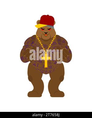 Bärengangster. Coole Bestie. TAUSCHEN SIE den Gangsta aus. Grizzly Guy Rapper Stock Vektor