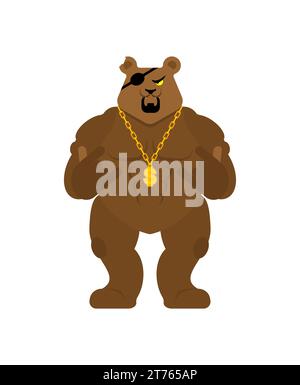 Bärengangster. Coole Bestie. TAUSCHEN SIE den Gangsta aus. Grizzly Guy Rapper Stock Vektor
