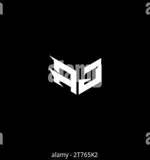 AJ Premium Emblem Logo Initial Esport und Gaming Design Konzept Stock Vektor