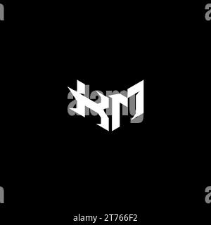DAS KM Premium Emblem-Logo für den ersten Esport und das Design-Konzept für Spiele Stock Vektor