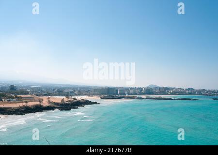 Blick auf den Hamdeok Beach vom Seoubong Gipfel auf der Insel Jeju, Korea Stockfoto