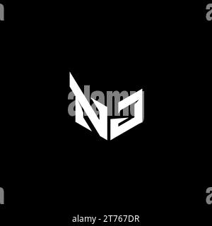 NJ Premium Emblem Logo Initial Esport und Gaming Design Konzept Stock Vektor