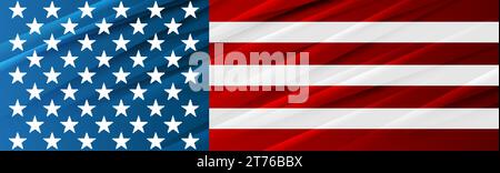 Farben, Sterne und Streifen in den USA abstraktes, helles Design. Unabhängigkeitstag moderner Vektor-Hintergrund. Hochglanzkonzept amerikanische Flagge Stock Vektor