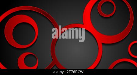 Rote glänzende Kreise abstrakter geometrischer High-Tech-Hintergrund. Vektordesign Stock Vektor
