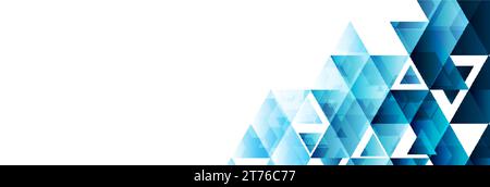 Blauer Hochglanz-Dreiecke abstrakter Technologiehintergrund. Geometrische Vektorkonstruktion Stock Vektor
