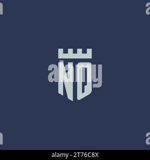 NQ-Logo-Monogramm mit Festungsburg und Design-Ideen im Schildstil Stock Vektor