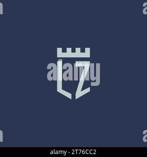 LZ-Logo-Monogramm mit Festungsburg und Design-Ideen im Schildstil Stock Vektor