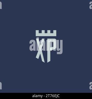 XP-Logo-Monogramm mit Design-Ideen für Festungsburg und Schildstil Stock Vektor