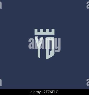 YQ-Logo-Monogramm mit Festungsburg und Design-Ideen im Schildstil Stock Vektor