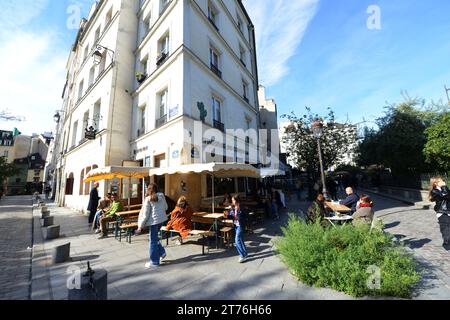 Shakespeare and Company Café in der Rue de la Bûcherie in Paris, Frankreich. Stockfoto