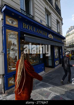 Boulangerie Guyot in der Rue Monge in Paris, Frankreich. Stockfoto