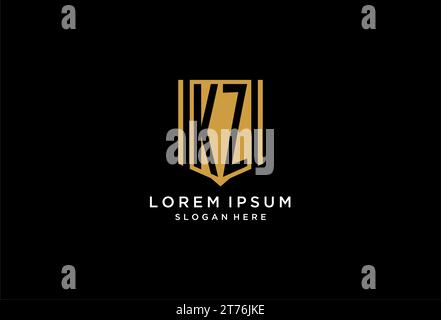 KZ-Monogramm-Logo mit geometrischem Abschirmdesign Stock Vektor