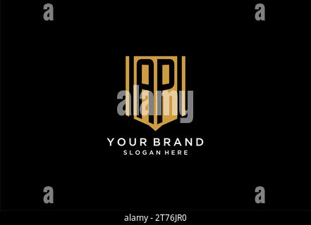 AP-Monogramm-Logo mit geometrischem Abschirmdesign Stock Vektor