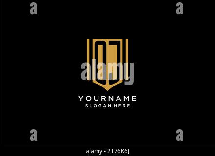 OJ-Monogramm-Logo mit geometrischem Abschirmdesign Stock Vektor