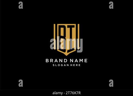 BI-Monogramm-Logo mit geometrischem Abschirmdesign Stock Vektor