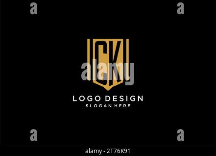 CK-Monogramm-Logo mit geometrischem Abschirmdesign Stock Vektor