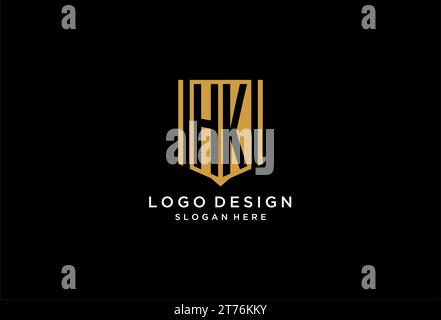 HK-Monogramm-Logo mit geometrischem Abschirmdesign Stock Vektor